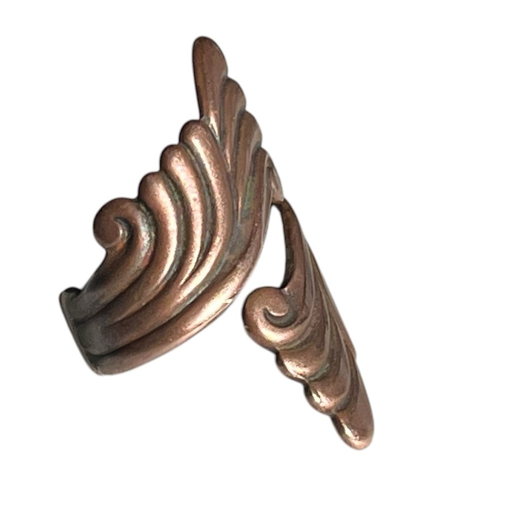Vintage Solid Copper Swirl Scroll Adjustable Ring… - image 2